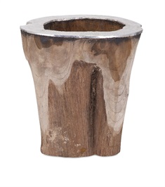 Abaco Teak and Aluminum Vase