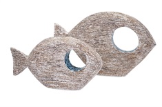 Akua Wood and Mosaic Fish - Set of 2