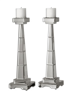 Alanna Mirrored Candleholders, Set/2