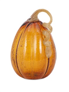 Amber Large Glass Pumpkin with LED Light