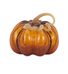 Amber Medium Glass Pumpkin with LED Light