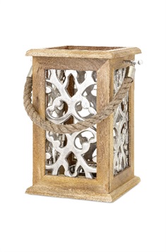 Ansley Small Wood and Aluminum Lantern