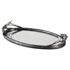Antiqued Silver Antler Tray