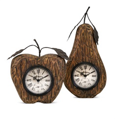 Apple and Pear Desk Clocks - Set of 2