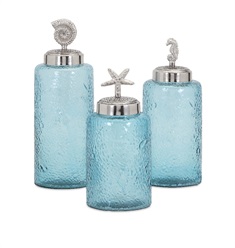 Aubrey Lidded Glass Canisters - Set of 3
