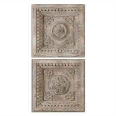 Auronzo Aged Ivory Squares, S/2