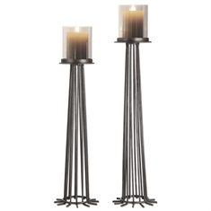 Bardo Aged Iron Candleholders S/2