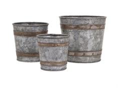 Becki Galvanized Pots - Set of 3