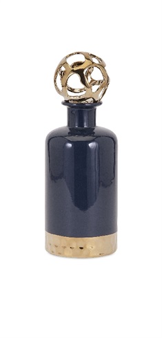 Beth Kushnick Small Navy Ceramic Bottle