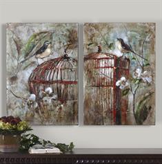 Birds In A Cage Canvas Art Set/2