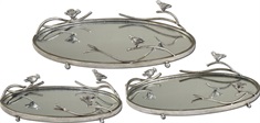 Birds On A Limb Mirrored Trays, Set/3