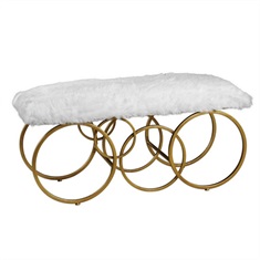 Blaine Plush White Fur Bench