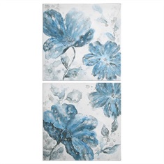 Blue Tone Flowers S/2