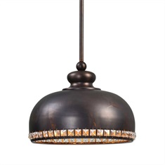Brusett 1 Light Distressed Bronze Pendant