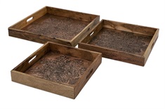 Cecilia Copper Embossed Decorative Trays - Set of 3
