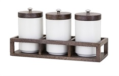 Christine Canisters in Wood Caddy - Set of 4