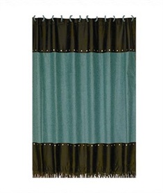 Chyenne Turquoise Faux Tooled LeatherShower Curtain