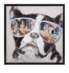 City Shades Dog Framed Canvas