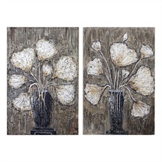 Clear Water Stems Floral Art S/2