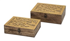 Concepts Eden Carved Wood Boxes - Set of 2