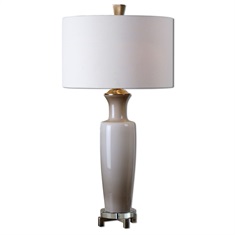 Consuela Taupe Gray Glass Table Lamp