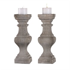 Corin Stone Ivory Candleholders S/2