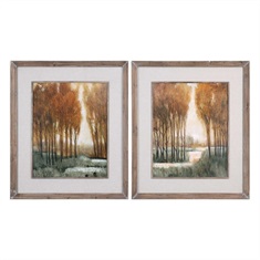 Custom Golden Forest Landscape Prints S/2