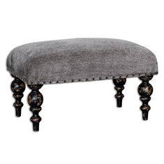 Eavan Gray Chenille Ottoman