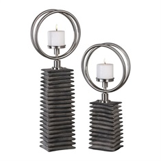 Eugenio Black Ceramic Candleholders, Set of 2