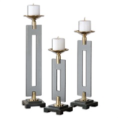 Everly Bronze Candleholders S/3