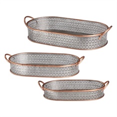 Fabiana Antiqued Silver Trays Set/3