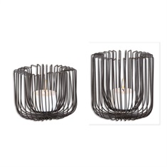 Flare Black Wire Candleholders S/2