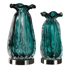 Gabriela Teal Glass Vases S/2