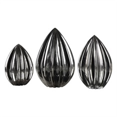 Gerardo Ribbed Silver Finials S/3