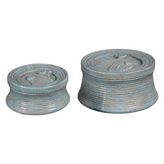 Ida Crackled Ceramic Boxes, Set of 2