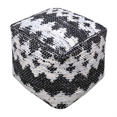 Ivory/Black Rewa Pouf