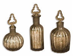 Kaho Antique Silver Perfume Bottles S/3