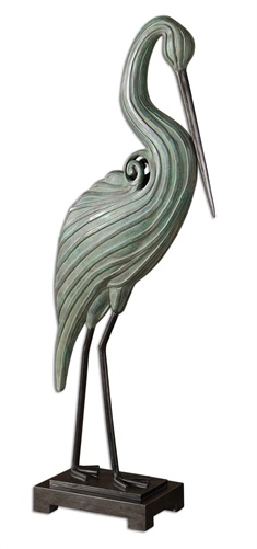 Keanu Blue-Green Heron Sculpture