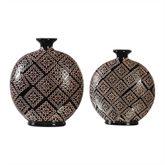 Kelda Black Ceramic Vases S/2