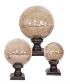 Lamya Glass Globe Finials, Set/3