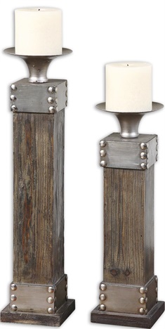Lican Natural Wood Candleholders, Set/2