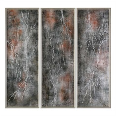 Lightening Strikes Hand Painted Art S/3