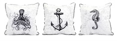 Marine Embroidered Pillow - Ast 3