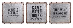 Maxwell Galvanized Wine Wall Décor - Ast 3