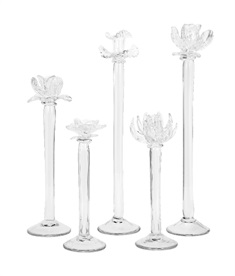Monie Glass Flower Statuaries - Set of 5