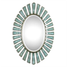 Morvoren Blue-Gray Oval Mirror