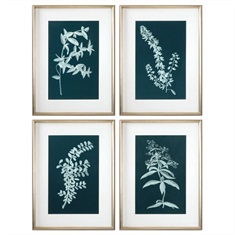 Pale Stems Of Spring Floral Art, S/4