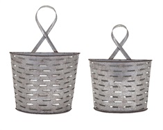 Parla Galvanized Wall Pockets - Set of 2