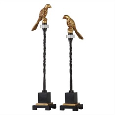 Perched Gold & Iron Finials S/2