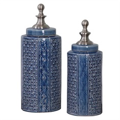 Pero Sapphire Blue Urns S/2